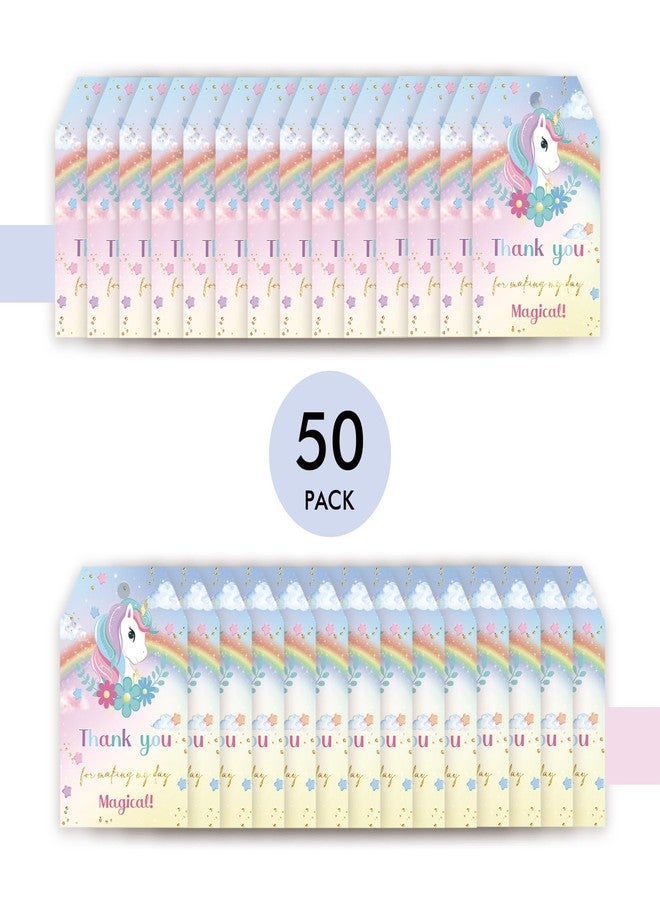 FORSHEEP 50pcs Unicorn Thank You Tags, Magical Gift Tag with String for Wedding Party, Unicorn Thank You Paper Tags for Rainbow Girl Birthday/Gender Reveal Party Favors - Image 3
